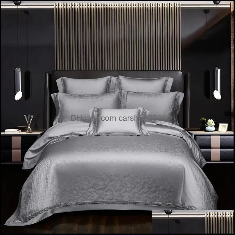 Bedding Sets Comfortable Jacquard Set High Quality Luxury Egyptian Cotton Silky Home US King Queen Size 4pcs Duvet Cover
