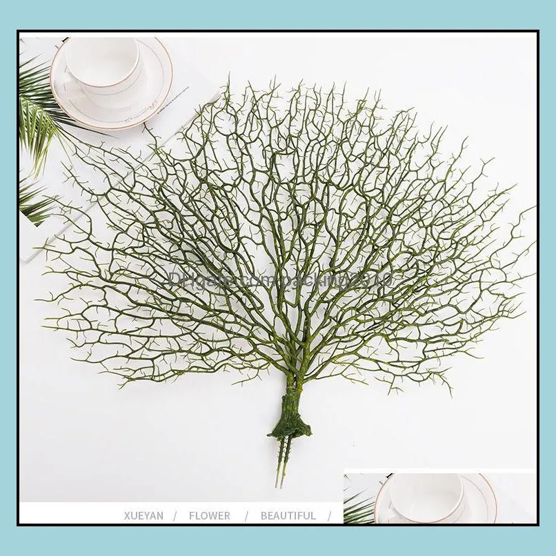 Decorative Festive Party Supplies Gardendecorative Flowers & Wreaths 50X45Cm Plastic Peacock Coral Branch Artificial Indoor Modern Tree Home