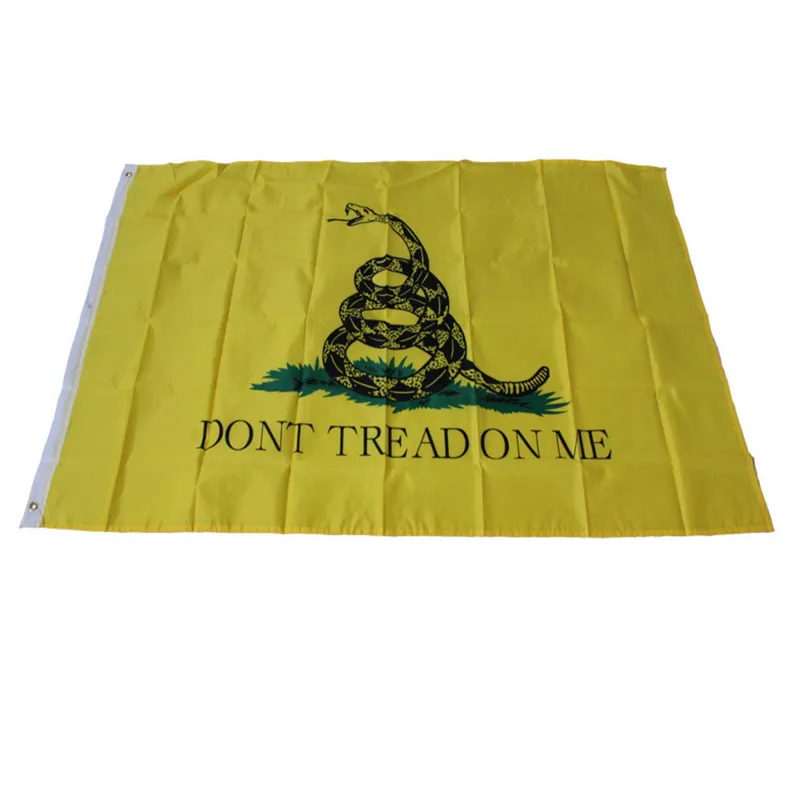 90 x 150 cm „Don't Tread On Me“-Flagge, gelbe Rasselschlangen-Banner, Polyester-Flaggen, Messingösen, Party-Dekoration, individuelle Gestaltung TR0009