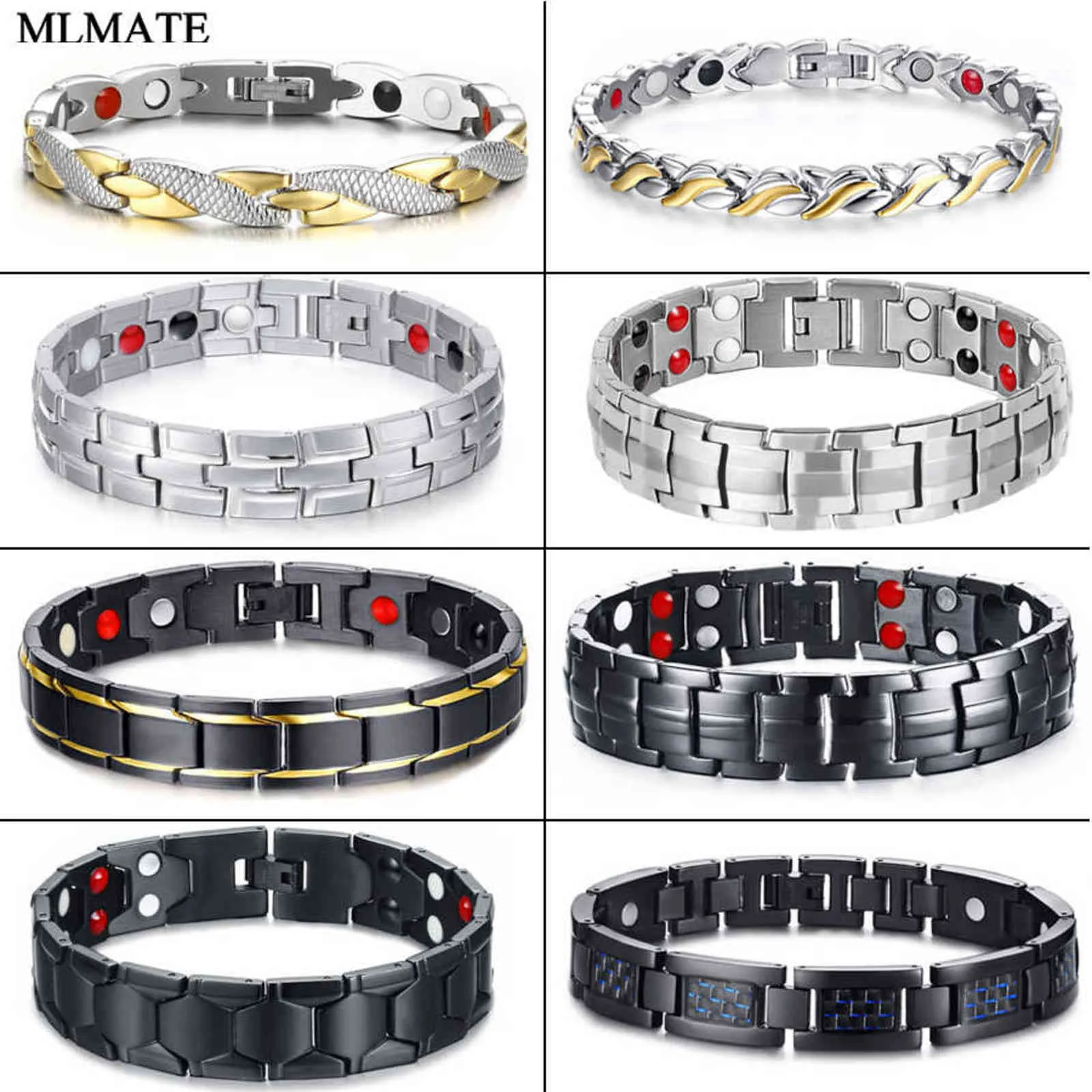 Kobiety Mężczyźni Opieka Zdrowia Germanium Magnetyczna Bransoletka do zapalenia stawów i tunelu nadgarstka Bracelety Stainless Steel Hurt