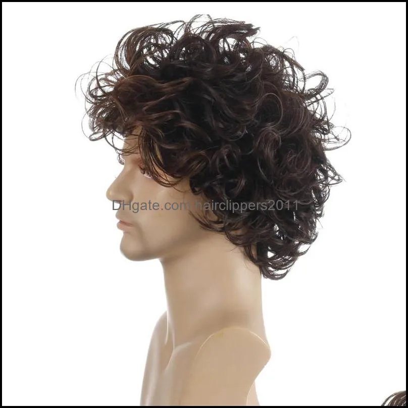 11 inches Men`s Synthetic Wig Mix Color Pelucas Perruques de cheveux humains Simulation Human Remy Hair Wigs WIG-M29