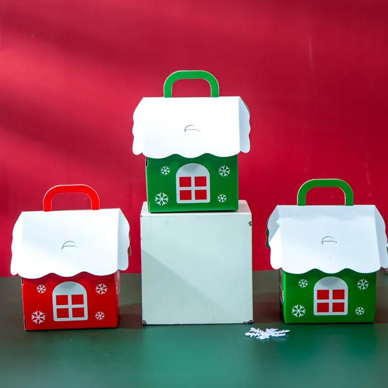 Christmas Gift Packing Box Children Candies Package Boxes Xmas Party Decoration House Shaped Portable Storage Organizers DH8550