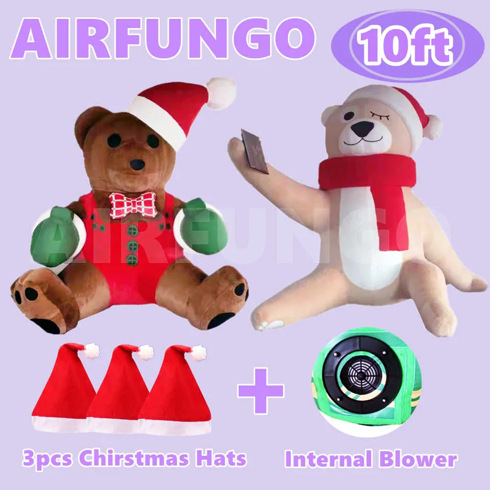 3m Luxury Giant Inflatable Bear 10ft Air Christmas Toys For Outdoor