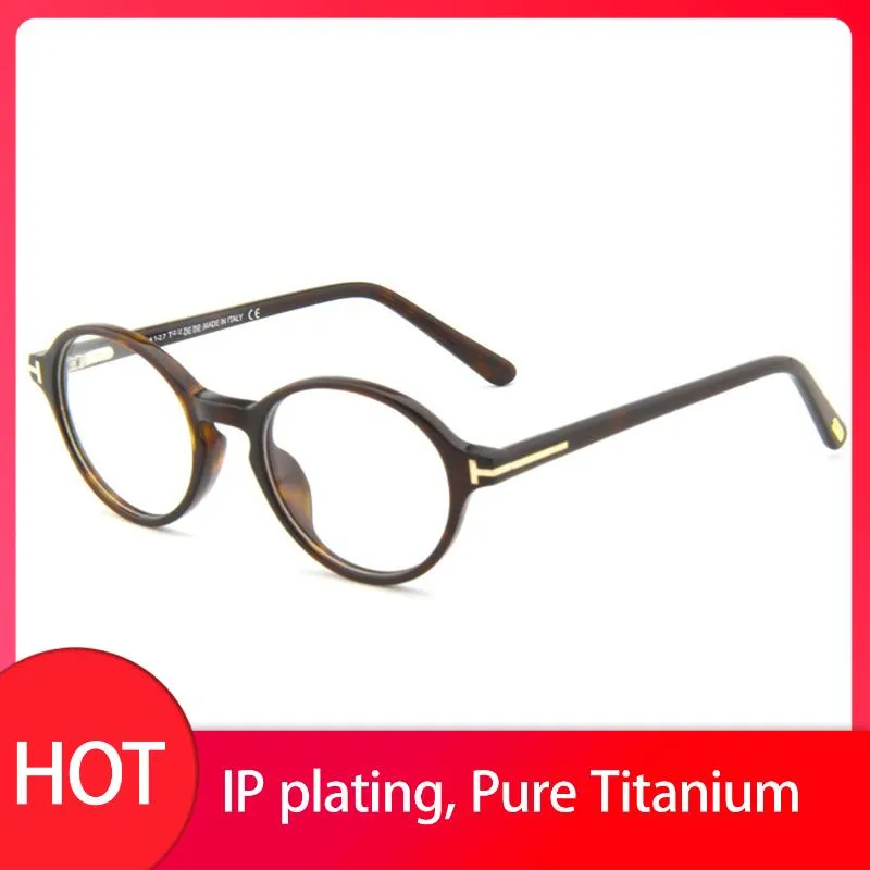 Moda Óculos de sol Quadros de alta qualidade Marca acetato óptico óculos redondos pretos para personalidade feminina moldura de homens e mulheres óculos