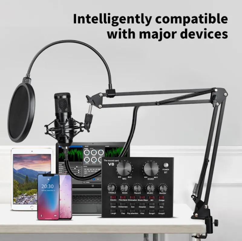 studio microphone recording equipment Microphones Sound Card set for YouTube livestream podcast