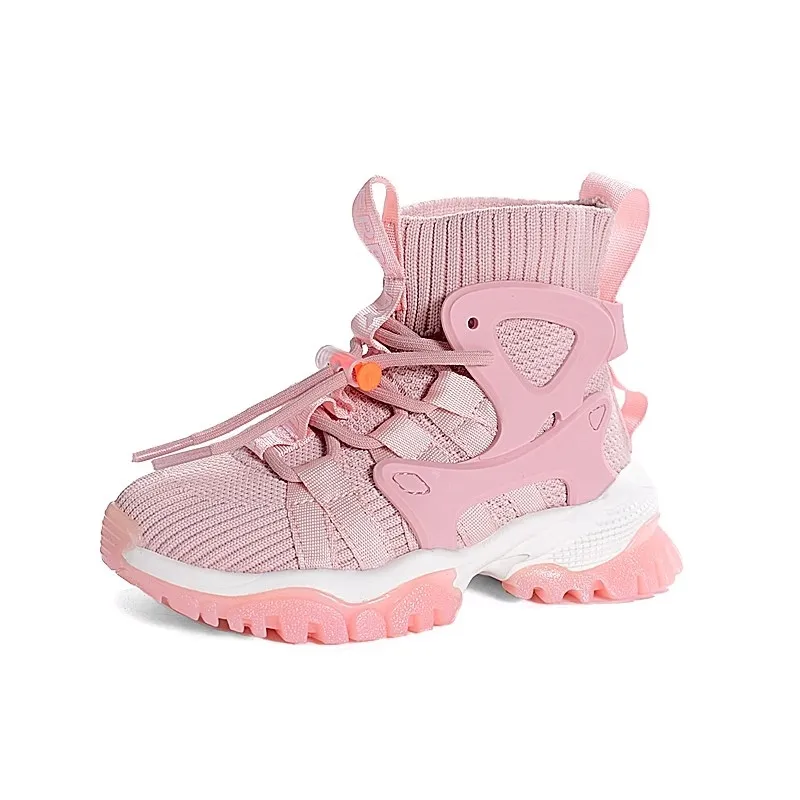 Scarpe per bambini New Mesh High-help Scarpe sportive per bambini Moda traspirante Ragazzi Ragazze Sneakers Taglia 26-37 210308