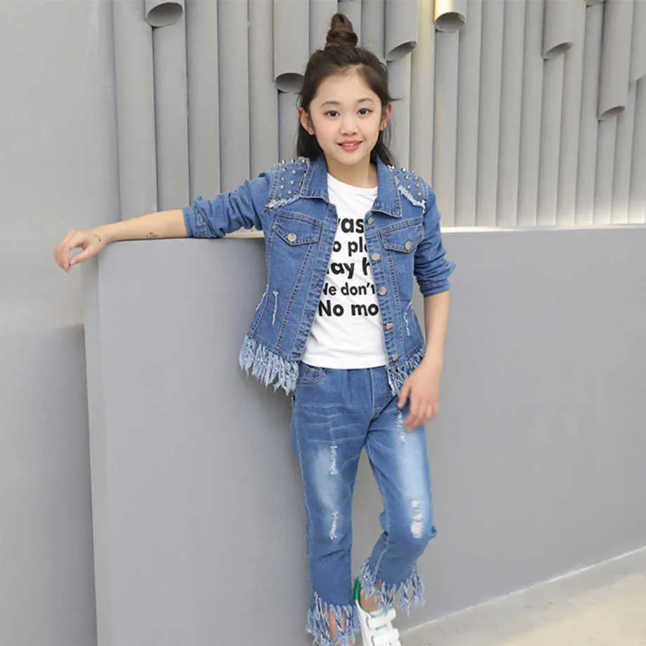 Veste En Jean Pour Enfant - Manteau Boutonné Léger - Fille Ou Garçon 6 Ans - Style Décontracté à Poches