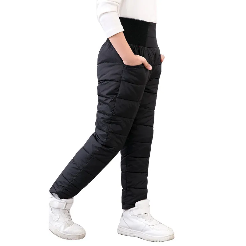 Child Girl Boy Winter Pants Cotton Padded Thick Warm Trousers Waterproof Ski Pants 10 12 Year Elastic High Waisted Baby Kid Pant (3)