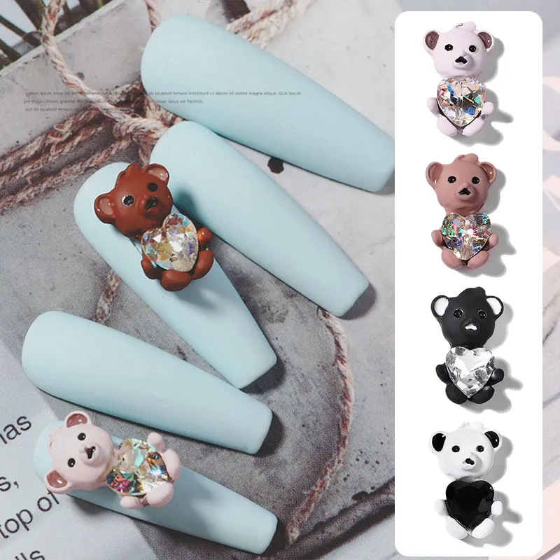 Ny design Misscheering Cute Bear Rhinestone Stickers för naglar Dekorationer 2021 Mode Nail Art Tillbehör för manikyr