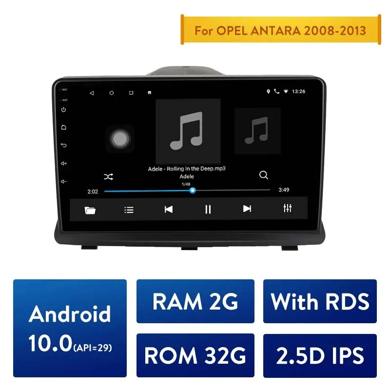 Samochód DVD Head Unit Radio Audio GPS Multimedia Player dla OPEL Antara 2008-2013 Android 10,0 2Din 2.5d IPS 2 + 32g