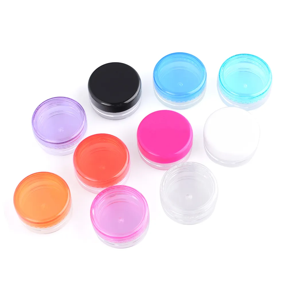 3g/5g Plastic Cosmetic Jar bottles Makeup Cream Nail Art Bead storage container Round Bottle Case