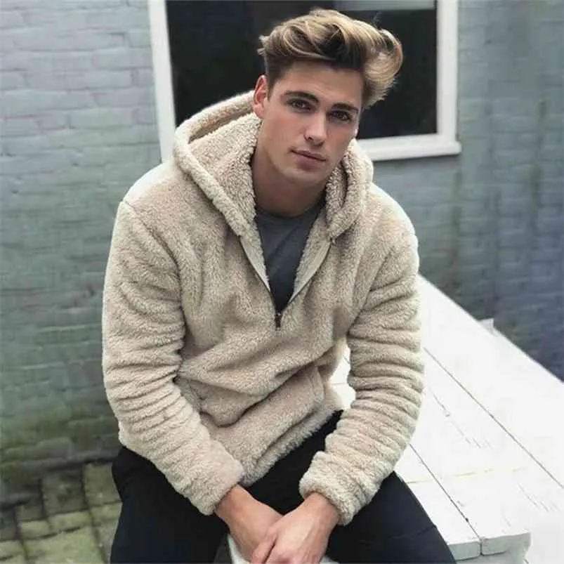 XXXL BOMBER CARDIGAN JAS MENS Merk Winter Dikke Warme Fleece Teddy Jas voor Mens Sportwear Trainingspak Mannelijke Fleece Hoodies 210728