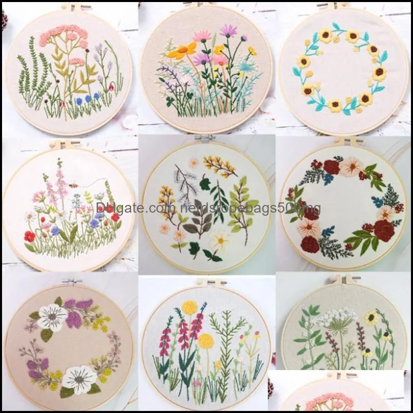 Other Arts And Crafts Sewing Craft Kit Hand-stitched Needlework Tools Round Cross Stitch Printed Beginner Embroidery Set