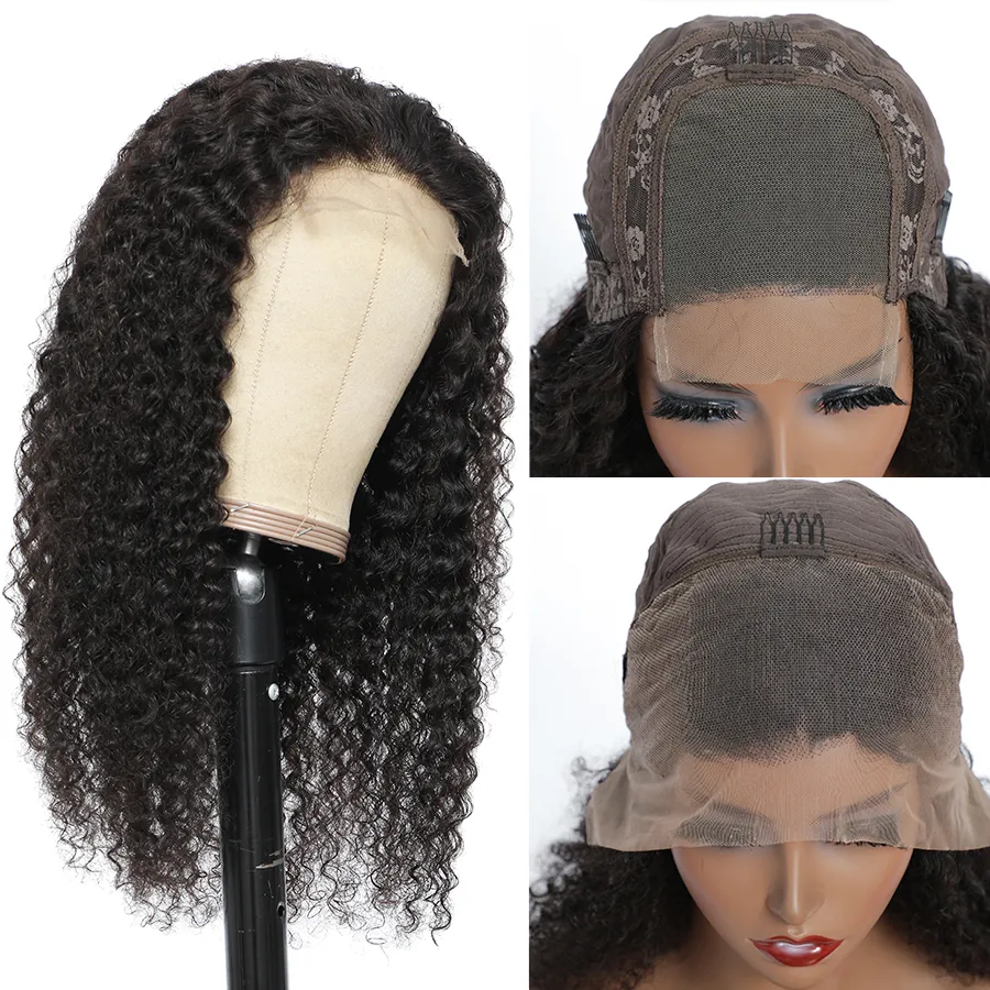 Mänskliga Virgin Hair Lace Closure Front Wig För Black Women Water Body Deep Wave Kinky Curly Rak med Front Våt och Vågig Pre Plucked Glueless 13x4 4x4 Lace Paryk