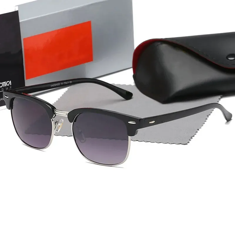 top quality sunglass Classic Round Brand ray Design UV400 sunglasses Eyewear Metal Gold bans Frame Sun Glasses Men Women Mirror Luxury Polaroid glass Lens