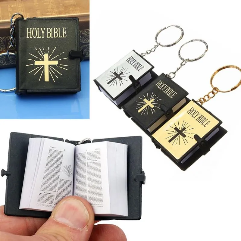 Mini-Schlüsselanhänger mit englischer Heiliger Bibel, religiöser christlicher Jesus-Kreuz-Schlüsselanhänger, Vaterunser-Schmuck für Damen und Herren