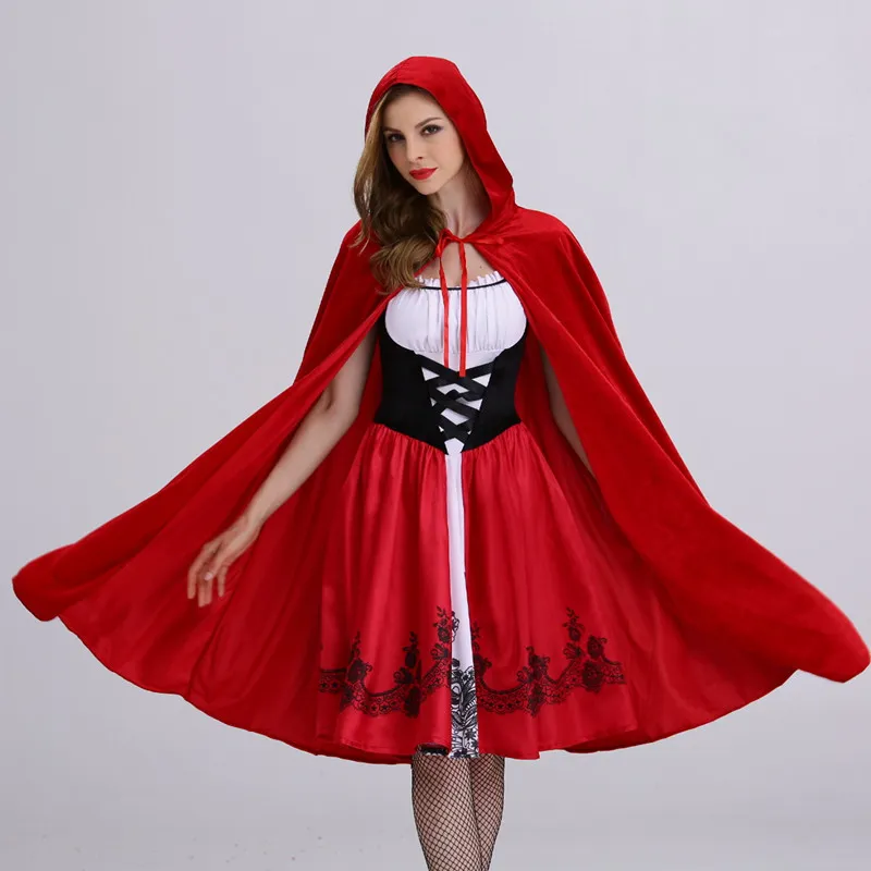 Хэллоуин маленькая красная езда капот взрослых женских костюмов ночной клуб королева платье игра ролевые игры костюм косплей