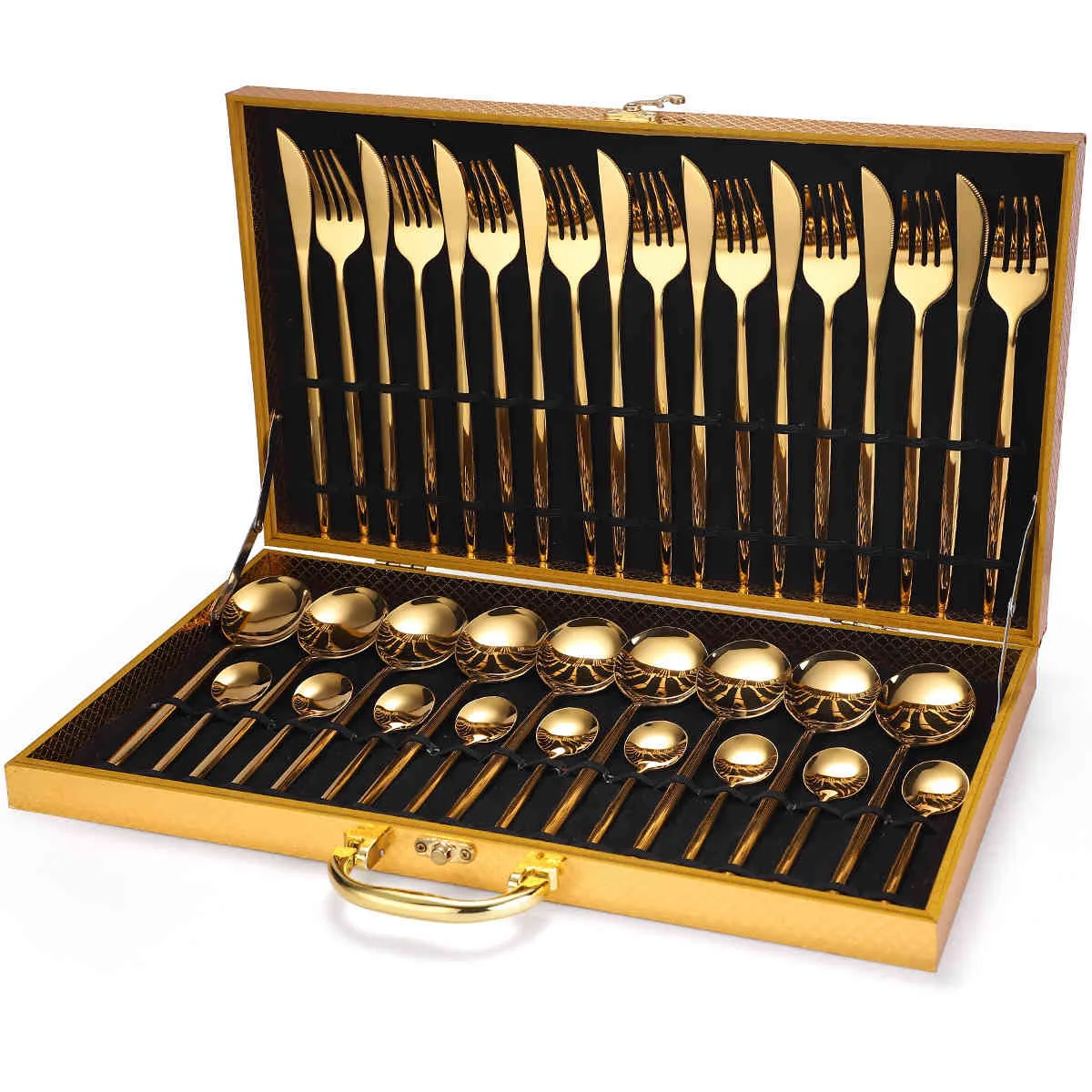 Luxury Gold Stainless Steel Stainless Steel Dinnerware With Knife, Fork