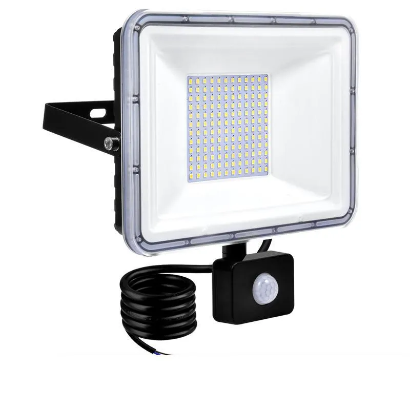 20W LED Sensor de movimento luzes de inundação ao ar livre, Lâmpada de indução Pir 100 W 50W 30 W 10W, luz inteligente, 6000k, branco fresco