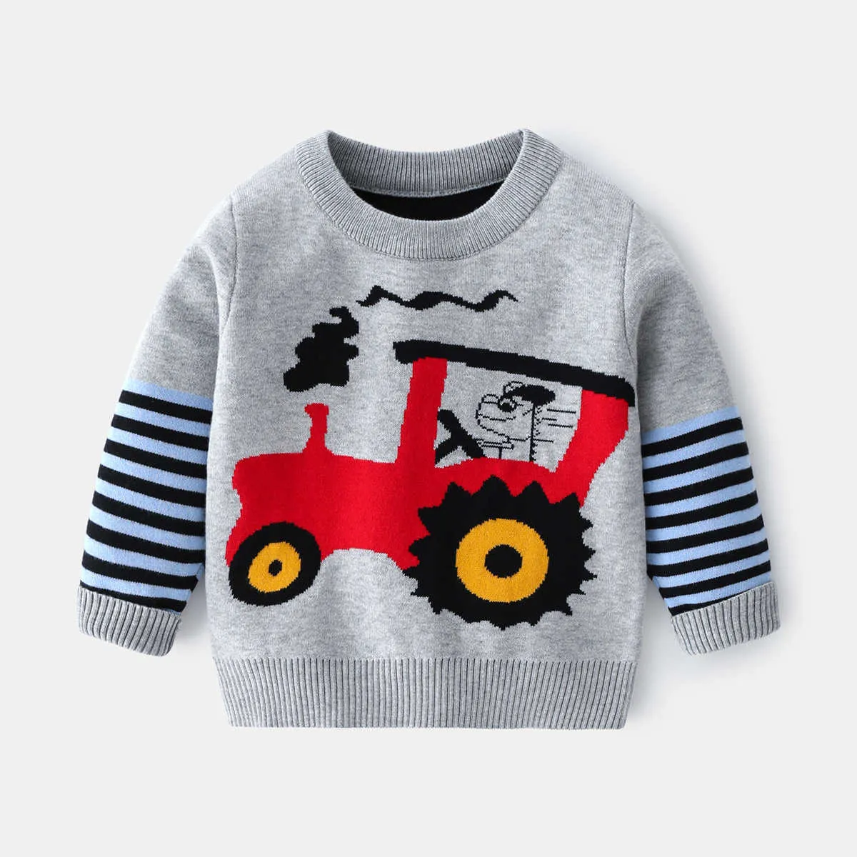 Sweater Casual Pullover Crew Neck Childrens Long Sleeve Girls Baby Sweater Spring Autumn Boys Cartoon Printed Cotton Clothes Y1024