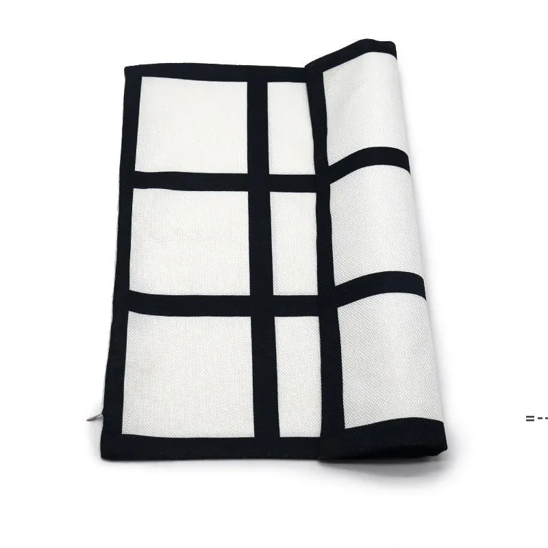 9 Panelkudde Skal Blank Sublimation Pillow Case Black Grid Polyester Värmeöverföring Soffa Pillowcases 40 * 40cm RRE12757