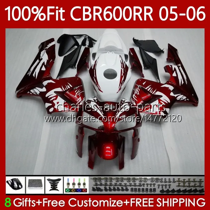 Spritzguss-Verkleidungen für Honda CBR 600RR 600F5 600CC 2005–2006 Karosserie 72Nr. 9 CBR600 CBR 600 CC F5 RR F 5 2005 2006 CBR600F5 CBR600RR 05 06 OEM Karosserie Graffiti rot