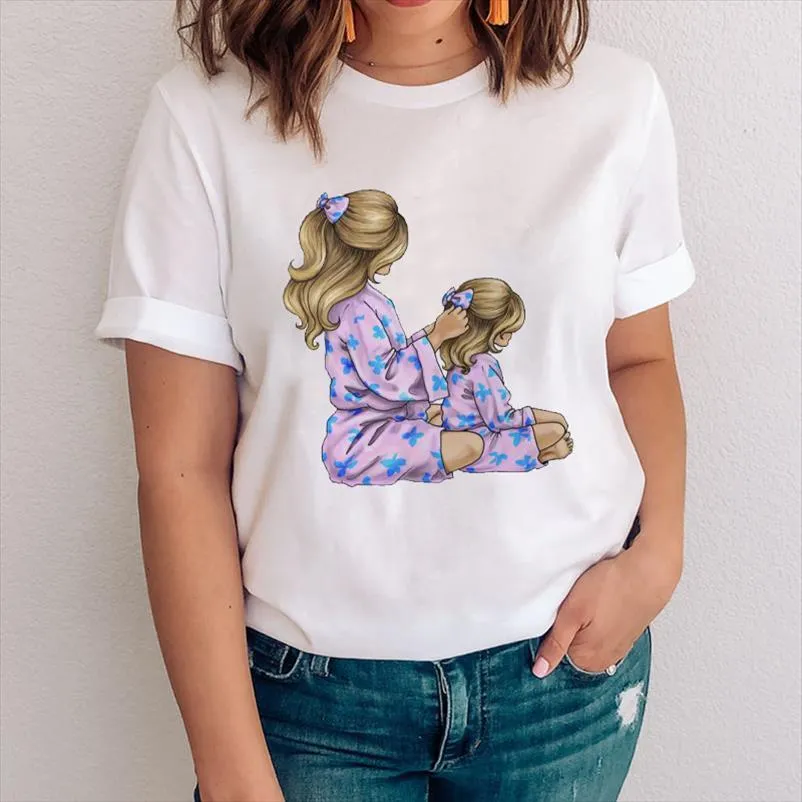 Desenhos animados gráfico impresso t-shirt para meninas e