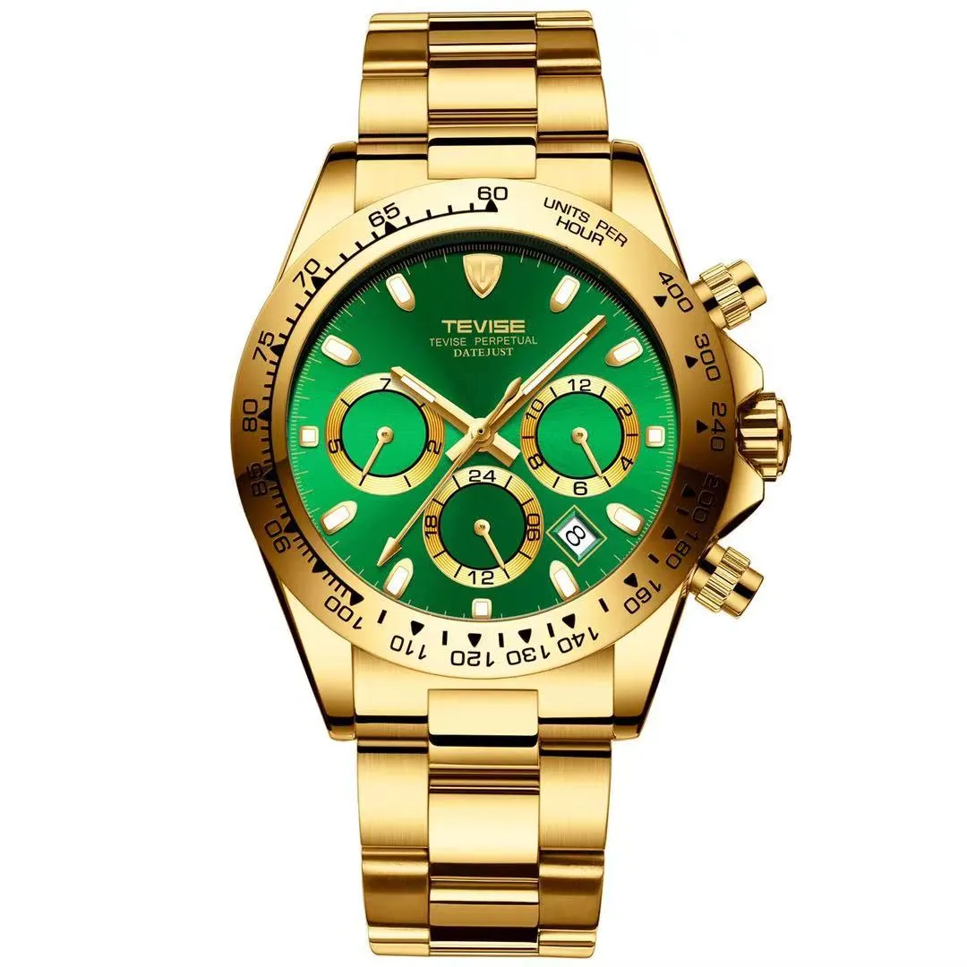 Swiss Tevise Mens Luxury Watches Style Fashion, Luminous Men DI avec une montre mécanique multifonction