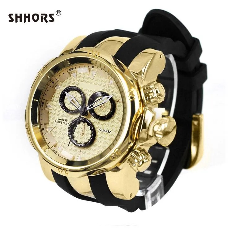 Wristwatches SHHORS Watches Mens Big Dial Men Sports Silicone Band Quartz Montres Homme Mannen Horloge Reloj