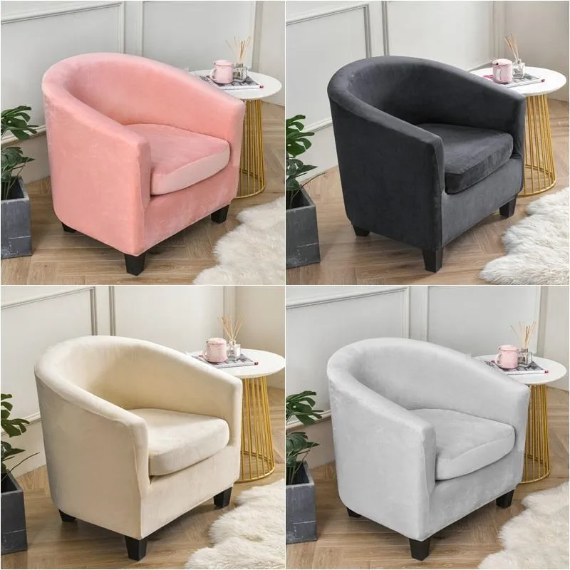 Chair Covers Split Style Tub Sofa Cover Stretch Velvet Coffee Bar Club Living Room Mini Couch Slipcovers With Seat Cushion