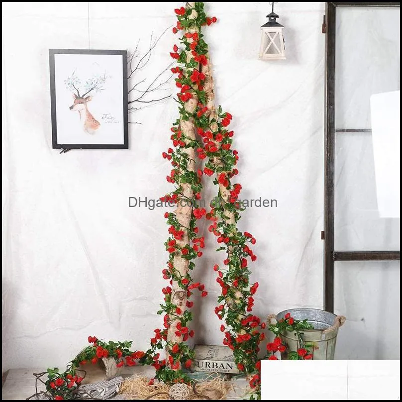 Decorative Flowers & Wreaths 185CM Fake Plant Vine 69pcs Of Silk Tea Rose Artificial House Garden Decor For Spring Valentine Birthday