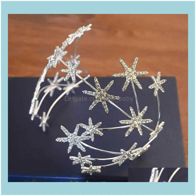 Baroque Star Bridal Tiaras band Prom Crystal Jewelry Women Headband Rhinestone Diadem Pageant Wedding Hair Accessories