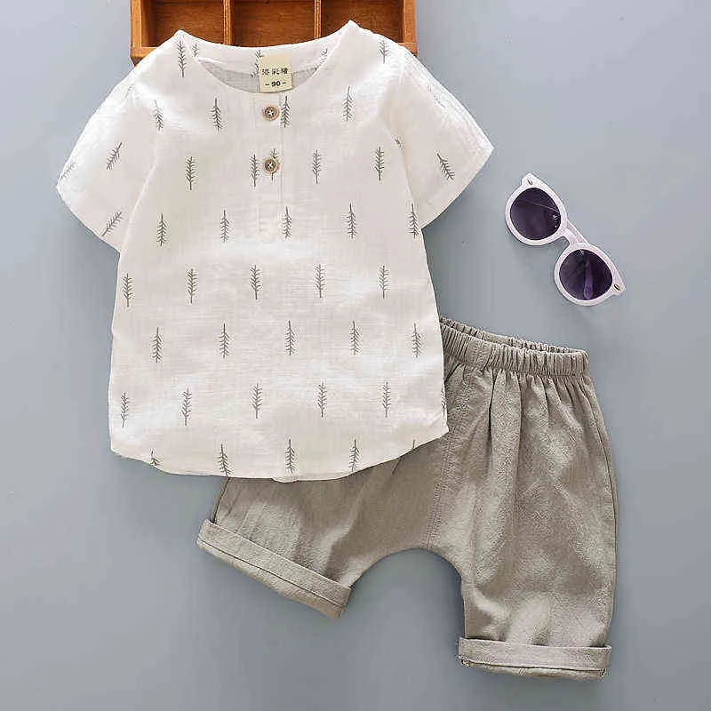 Baskılı Ananas Bebek Erkek Kız Yaz Giysileri Moda Pamuk Bebek Spor Suit Bir Erkek T-Shirt + Şort Çocuk Giyim G220310