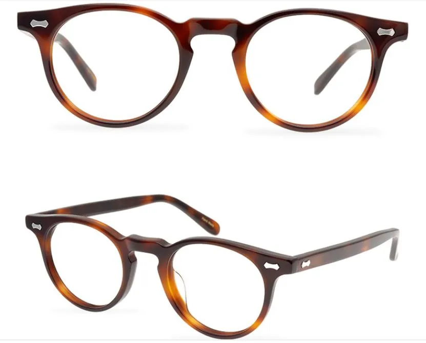 Märke Glasögon Ramar Runda Myopi Glasögon Retro Reading Frames Men Kvinnor True Vintage Revival Acetate Optisk Frame Eyewear med Clear Lens