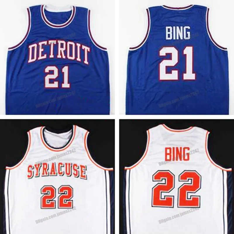 Retro personalizado Dave Bing #21 #22 College Syracuse Orange Basketball Jersey Men's costing Branco azul qualquer nome Número Tamanho S-4xl Vest Jerseys