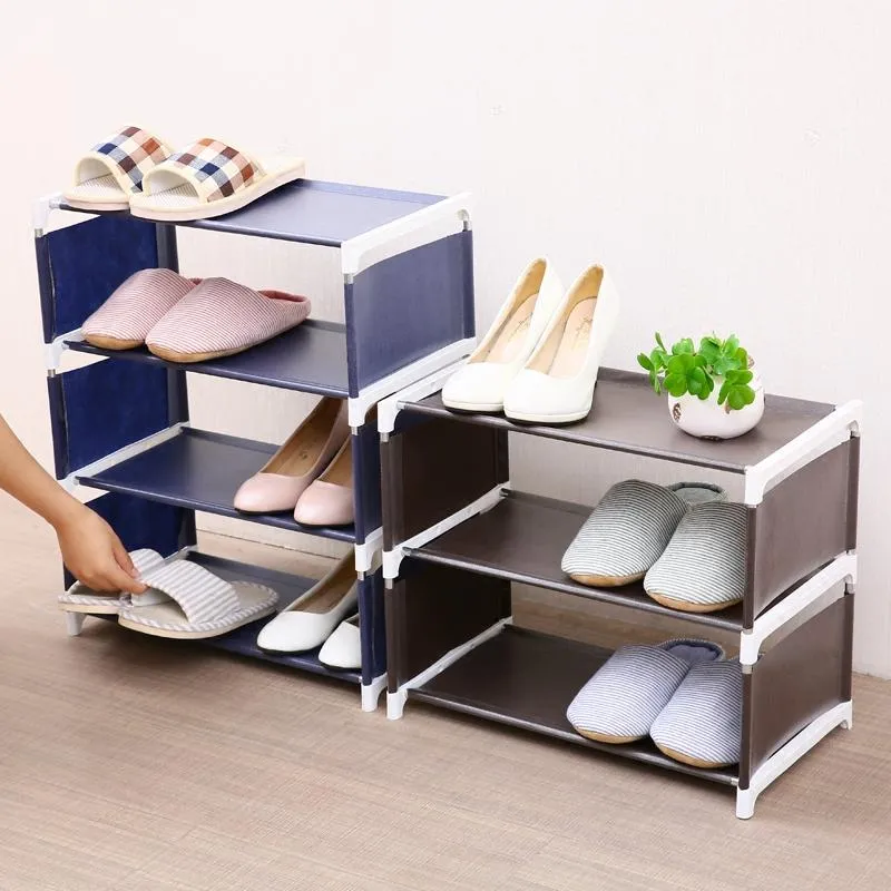 Kleidung Kleiderschrank Lagerung 3-5 Schichten Stoff Schuhregal Für Wohnzimmer Einfarbig DIY Schuhe Regal Staubdicht Organizer halter