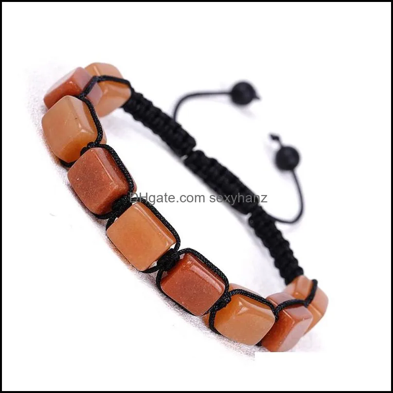 Colorful Natural Stone Rope Braided Handmade Beaded Charm Bracelets Adjustable Energy Jewelry For Women Men Party Club Decor C3