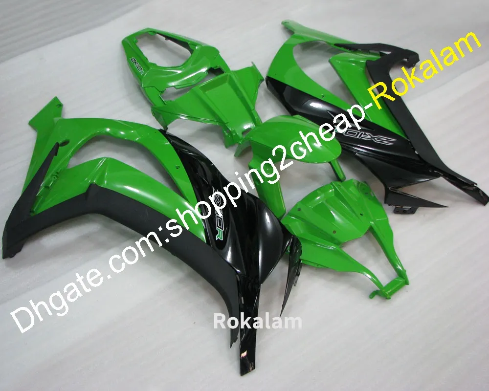 Carenado de motocicleta para Kawasaki ZX-10R ZX10R 2011 2012 2013 2014 2015 ZX 10R ZX-10R Carenados de ABS Verde Negro (moldeo por inyección)