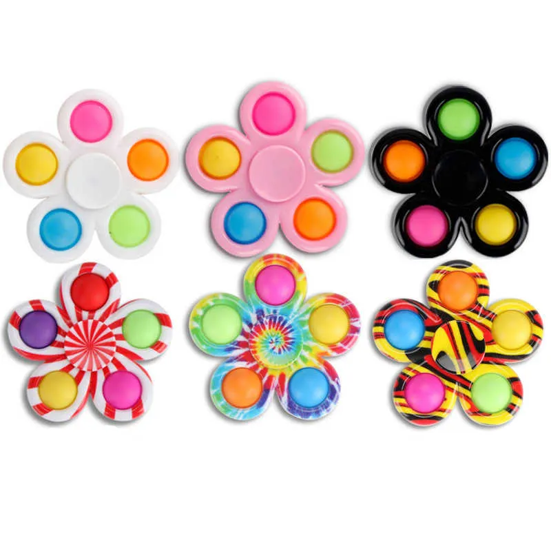 Amerikaanse voorraad Fidget Spinner Toy Tie Dye Push Fidgets Party Gunsten Sensory Speelgoed Handspinners voor ADHD Angst Stress Relief Kinderen Volwassenen