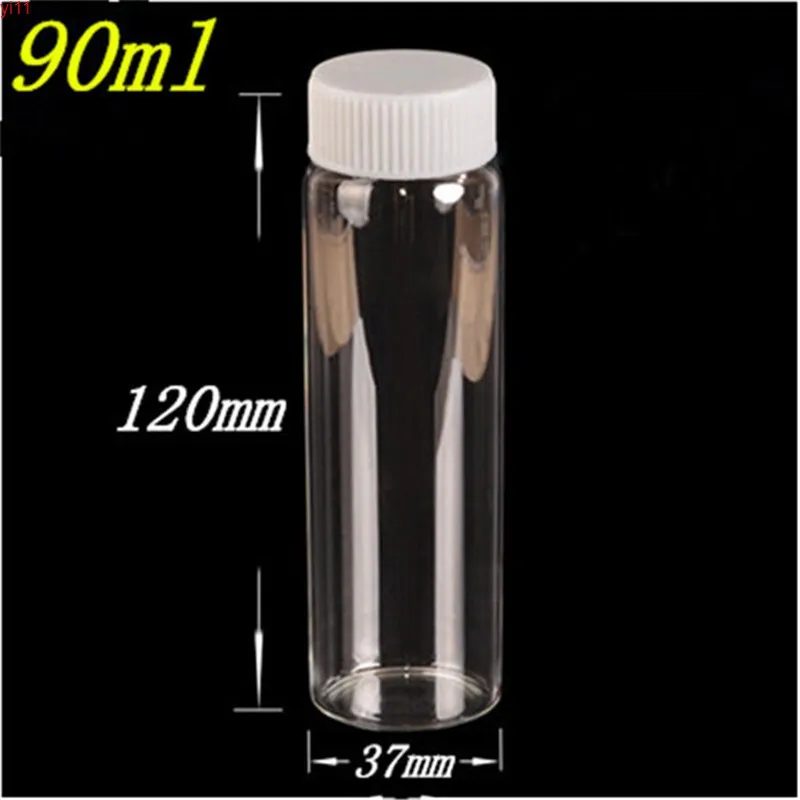 12 pcs 24 mm Screw Mouth 37x120 Glass Bottles With White Plastic Cap DIY 65 ml Empty Multifunction Containers Jars Bottlesgood qty