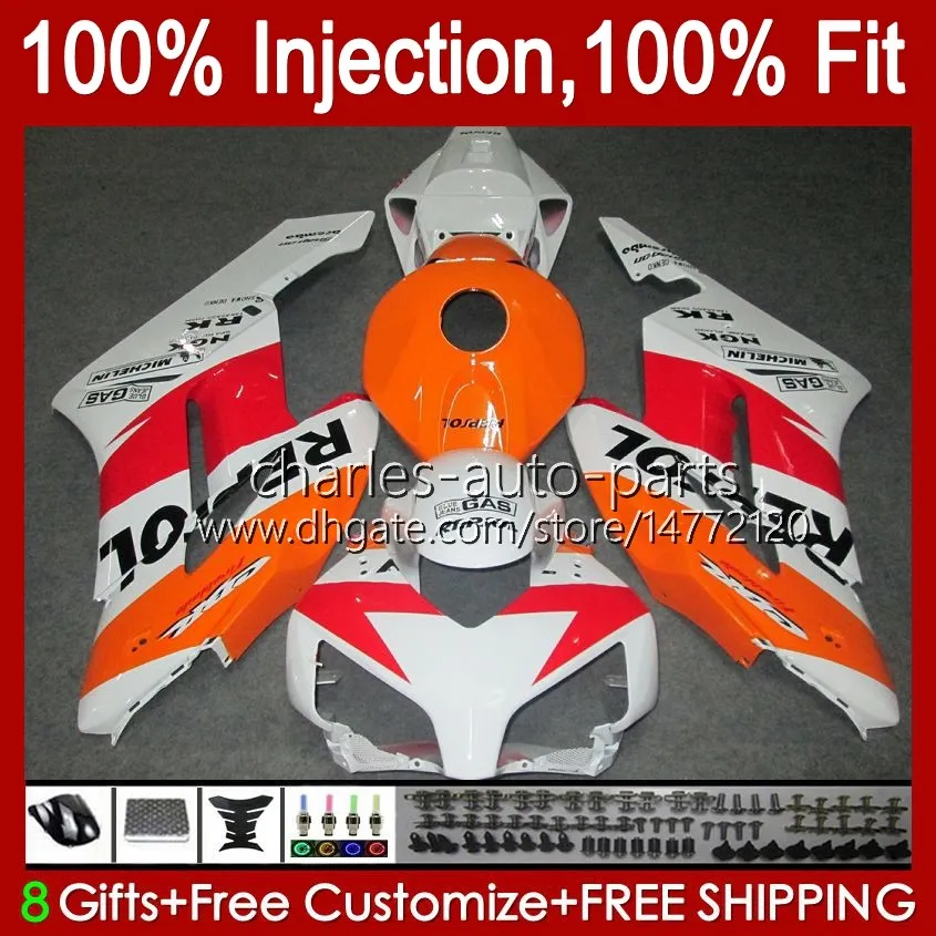 OEM-Verkleidungen für Honda CBR 1000 CBR1000 RR CC 04-05 BODY 52NO.128 CBR 1000RR 1000cc CBR1000RR 04 05 Körperarbeit Repsol White CBR-1000 2004 2005 Injection Mold Verkleidungsset