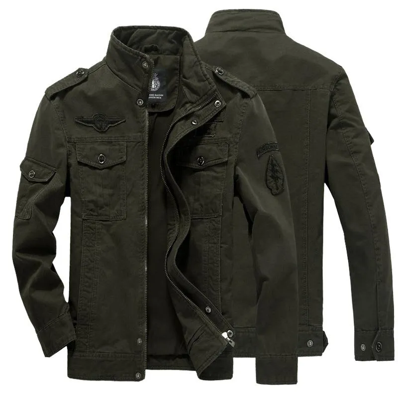 Men's Jackets Military Army Men Embroidery Cotton Washed Coat Autumn Spring Outwear Plus Size 6XL Flight Bomber Tactical Cargo Clothes