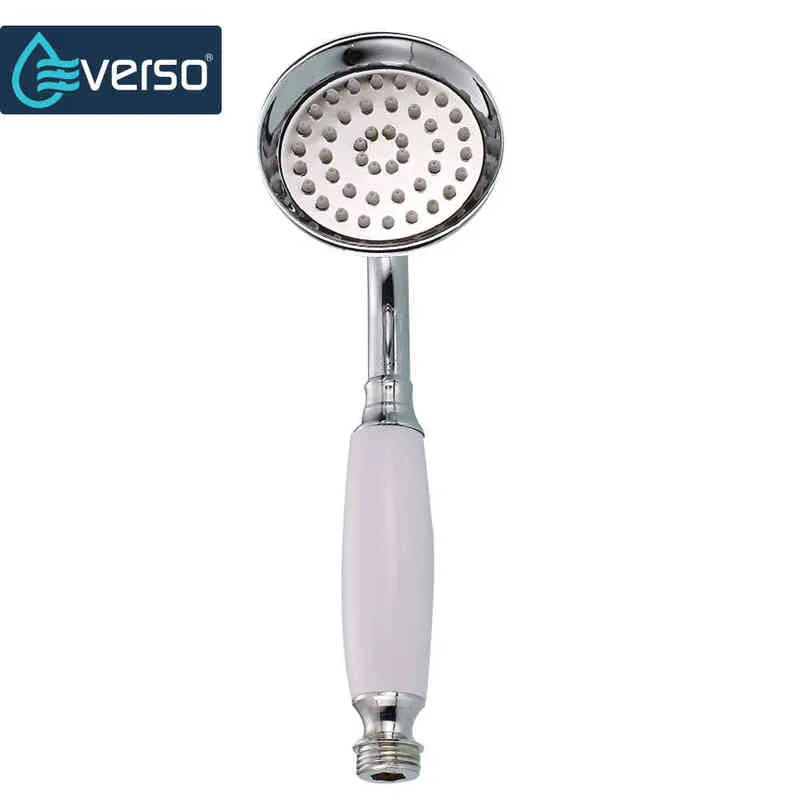 EVERSO Brass Water Saving Shower Head Ceramic Handle Shower Rain Spray Shower Head Faucet For Bathroom Accessories H1209