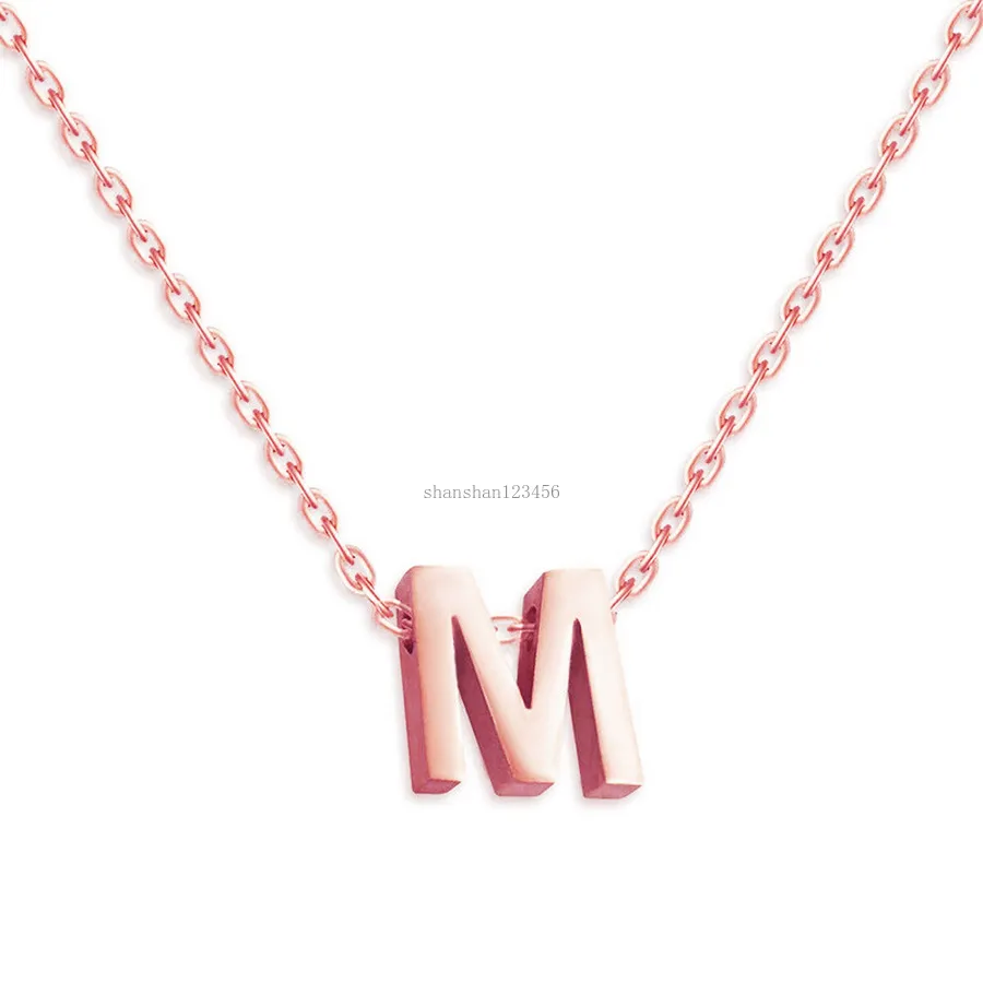 A-Z Inglês colar inicial pendente de aço inoxidável letra inglesa letra corda feminina de jóias de moda jóias de jóias de moda e areia