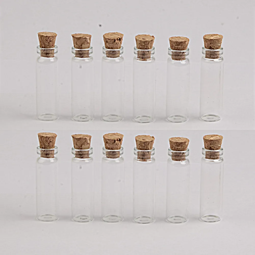 2ml Mini Glass Bottles Pendants With Cork Stopper Small Transparent Clear Decoration Crafts Vials Jars Gift DIY Bottle3