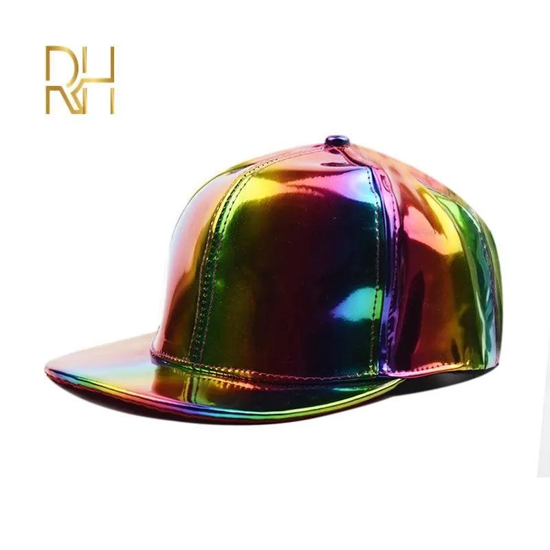 Ball Caps Fashion Unisex Silver Laser Baseball Cap Men Hip Hop Holographic Casquette Women Snapback Rainbow Basketball Hat RH