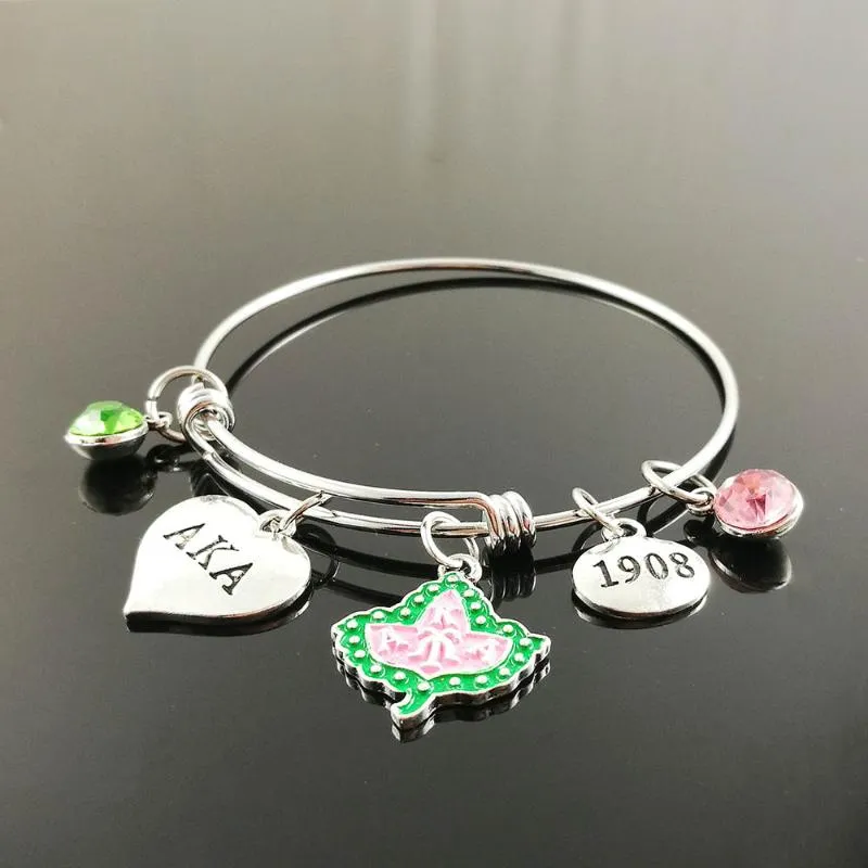 Bragle Lettera di sorority Grecia fatta a mano Heart 1908 Bracciale regolabile