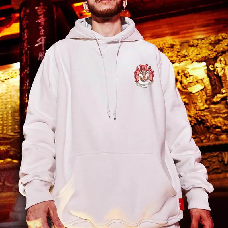 Streetwear Hoodies Men Sweatshirt, Lion Dance Print Autumn Hoodie, Long  Sleeve Hooded Cool Pullover Jumper Sweatshirts for Men