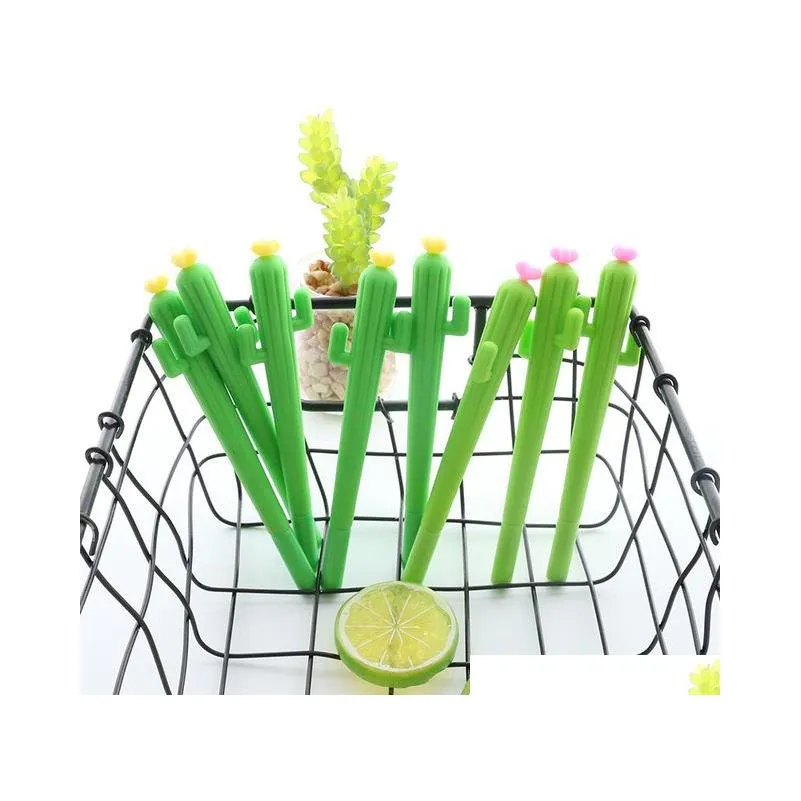 1pcs جديد لطيف لطيف Kawaii Cactus Gel Pen Pent Plants Stationery Kids Gift Schoo Jlloky