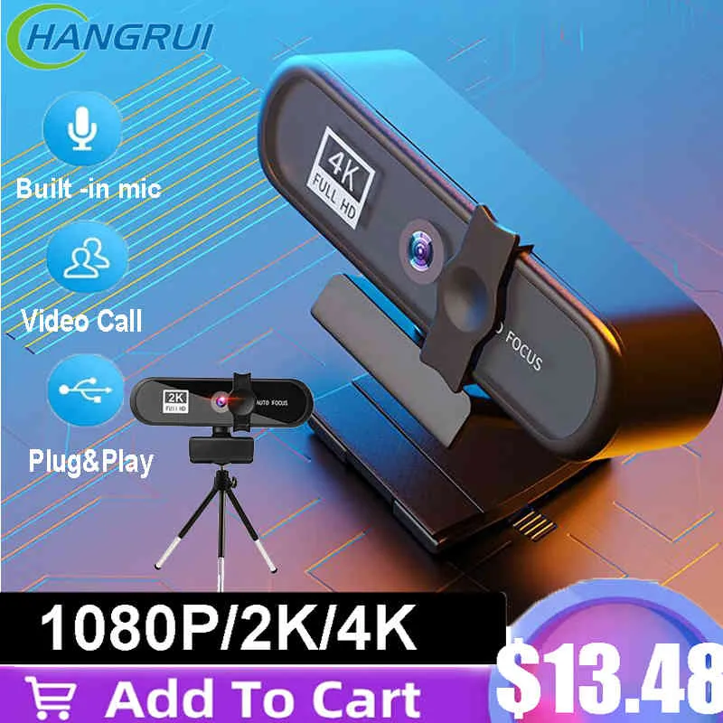 4K Full HD 1080P Mini cam Couverture PC Ordinateur Portable Vidéo 2K USB Autofocus Web Caméra Avec Microphone